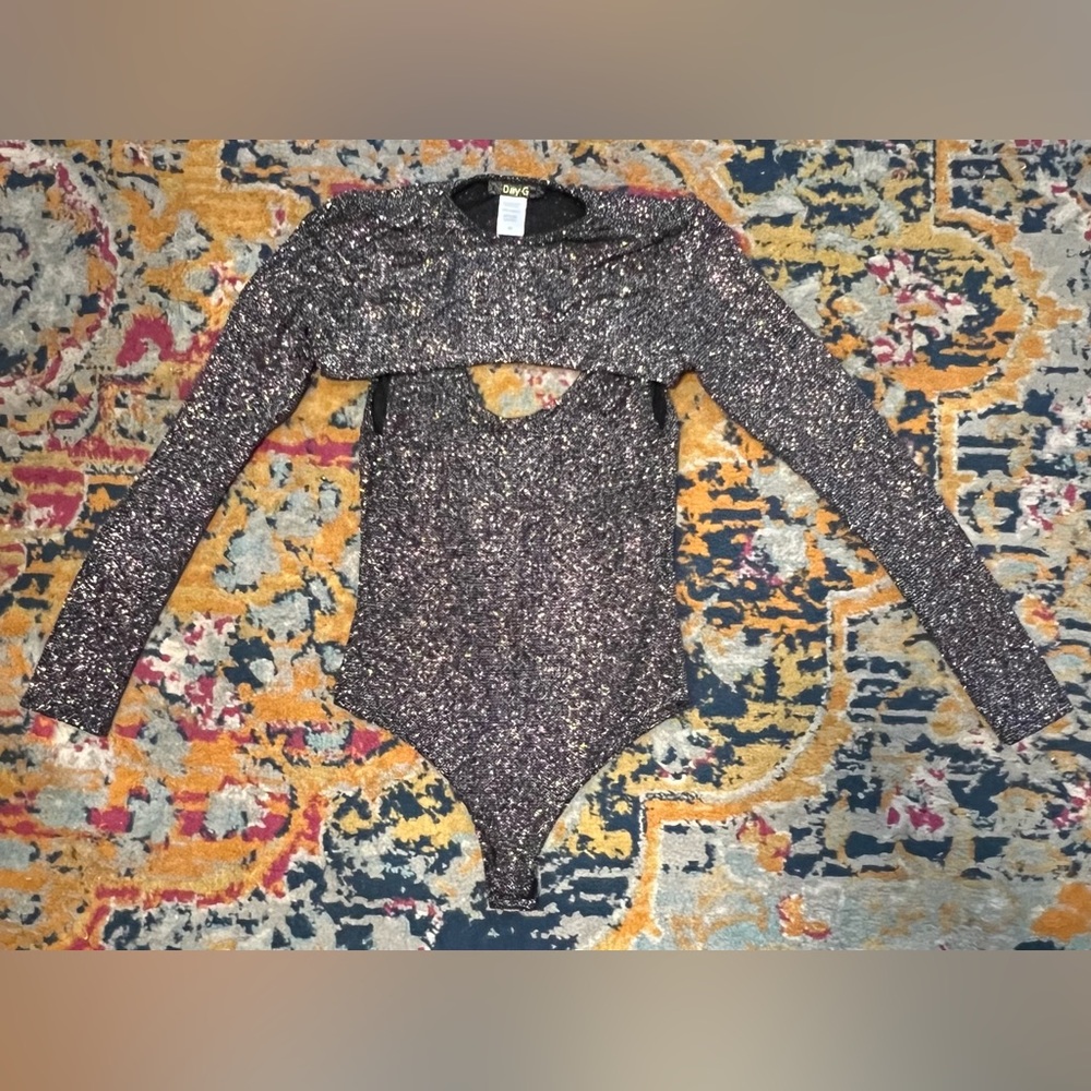 Sparkling Gray Sequin Long-Sleeve Bodysuit - Women